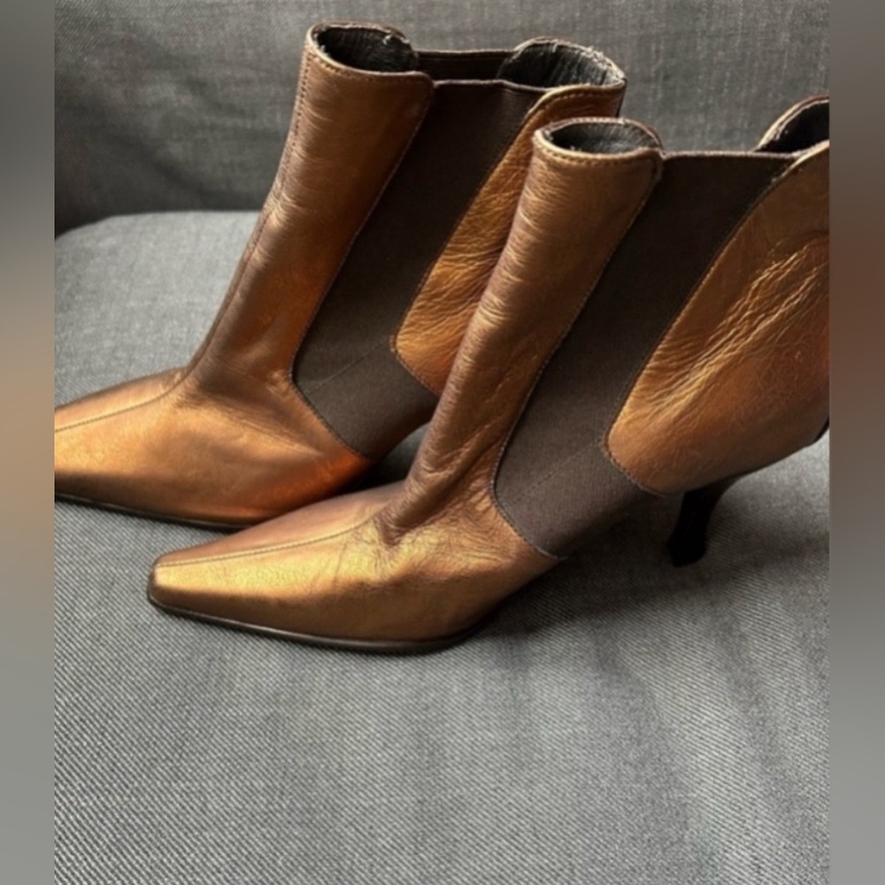 Donald J. Pliner Metallic Bronze Pointed-Toe Ankle Booties - Picture 5 of 6